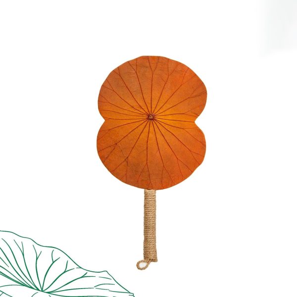 Quạt Lá Sen Dọc - Cam
