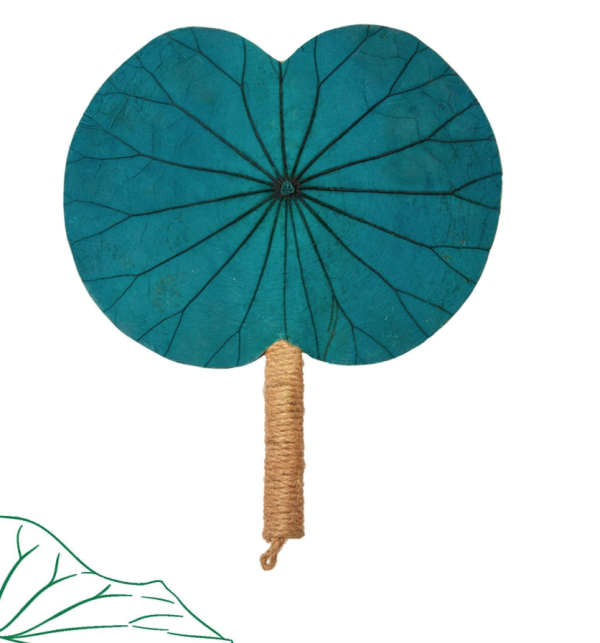Quạt Lá Sen Ngang - Xanh Dương