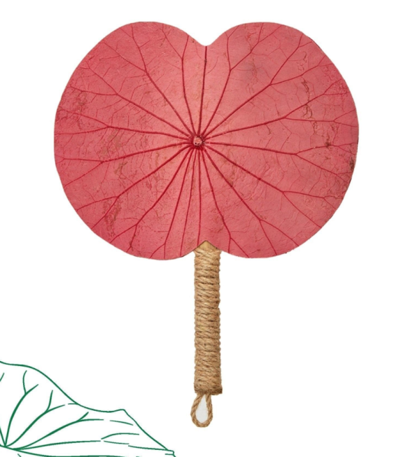 Quạt Lá Sen Ngang - Đỏ