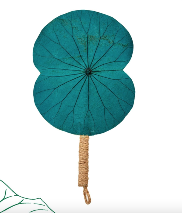 Quạt Lá Sen Dọc - Xanh Dương